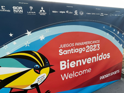 A welcome sign to the 2024 Pan American Parapan American Games in Chile.