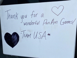A thank you sign from Team USA.